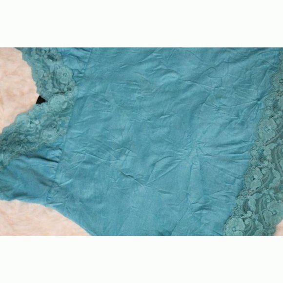 Arden B teal aqua cami tank top spaghetti strap lace detail XS/S - Picture 4 of 5